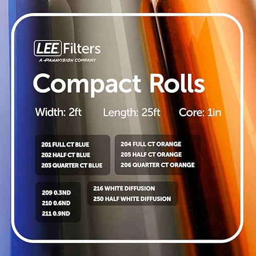 Miniatura 9 de LEE Filters 250 - Rollo compacto medio blanco, gel de iluminación de poliéster de 2 pies de ancho para efectos de iluminación suave, filtro de