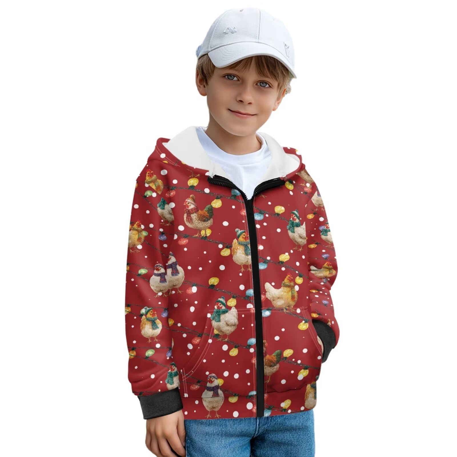Xoenoiee Bluzy z kapturem z zamkiem błyskawicznym dla dziewcząt, chłopców, dzieci, miękka bluza z kieszenią, młodzieżowy sweter z długim rękawem, top 6-16 lat