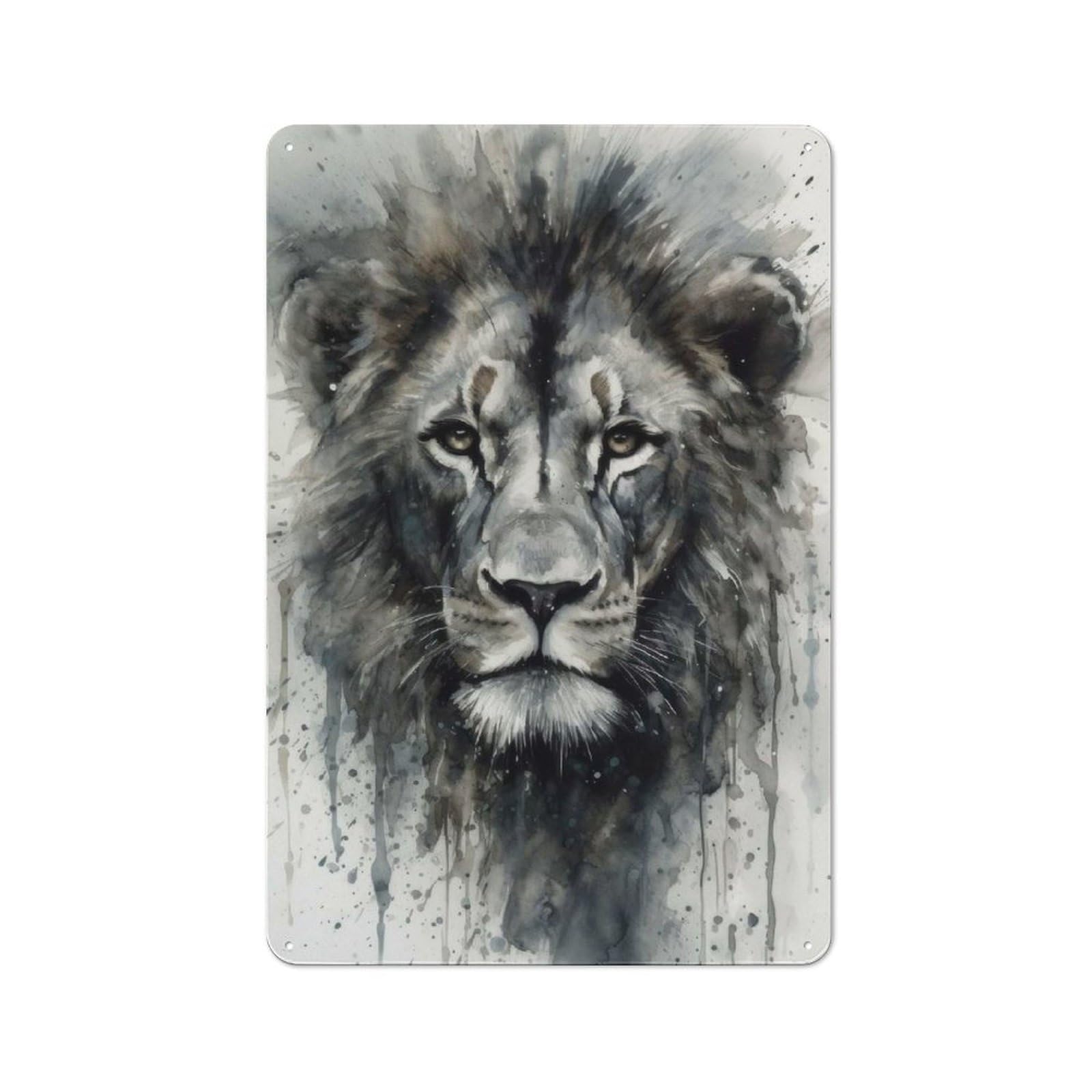 Junmoney Lion Wild Majesty Metal Wall Sign 30X20cm Featuring For Living Room Wall, For Decorating Living Rooms And Feature Walls