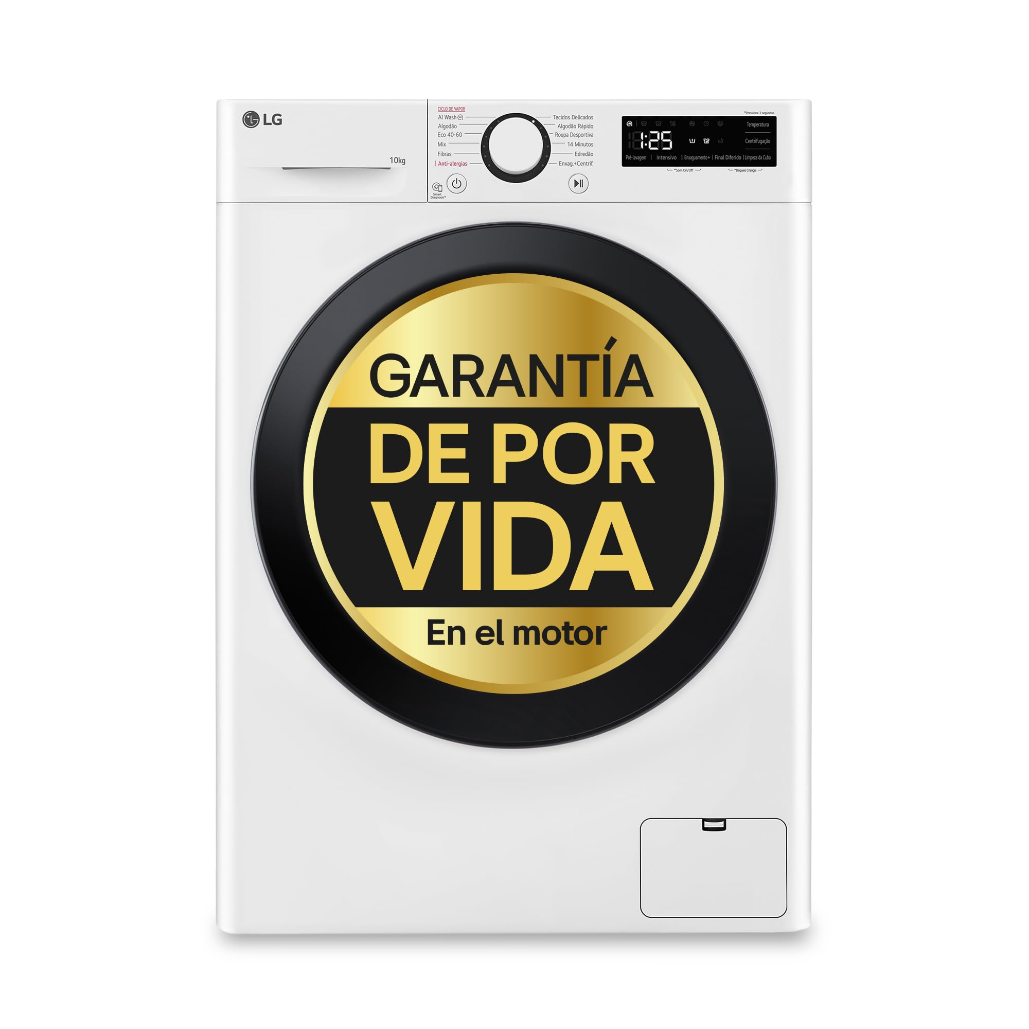 LG F4WR5010A6W - Lavadora Inteligente, 10kg, AI Direct Drive, 1400rpm, Vapor Steam, Clasificación A, Serie 500, Color Blanco Etiqueta Energética