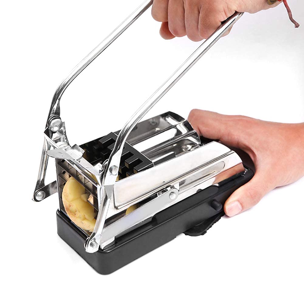 French Fry Cutter Machine, Stainless Steel Potato Cutter French Fries Cutter Vegetable Cutter Dicer Chipper with Suction Cup Base