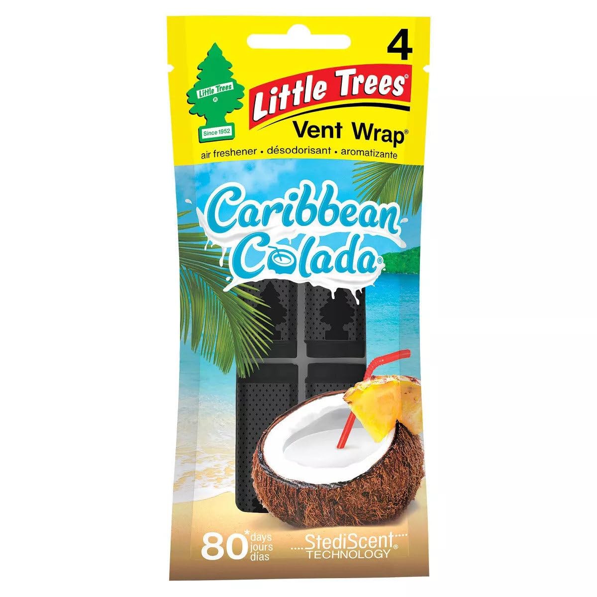 LITTLE TREES Vent Wrap Caribbean Colada, 4 pack (CTK52225-24)