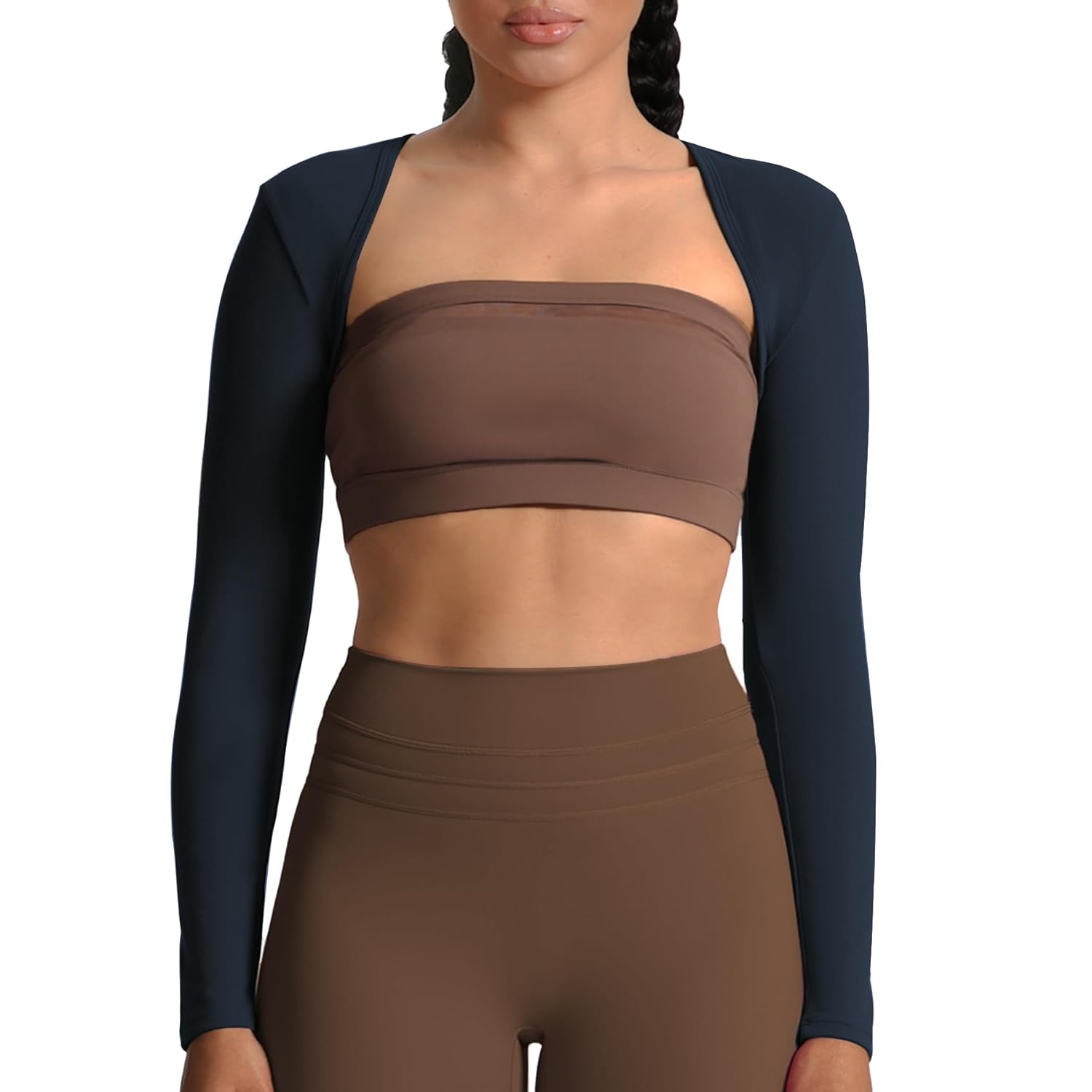 Aoxjox Womens Long Sleeve Open Front Lexi Lined Bolero Shrug Crop Top Cardigan