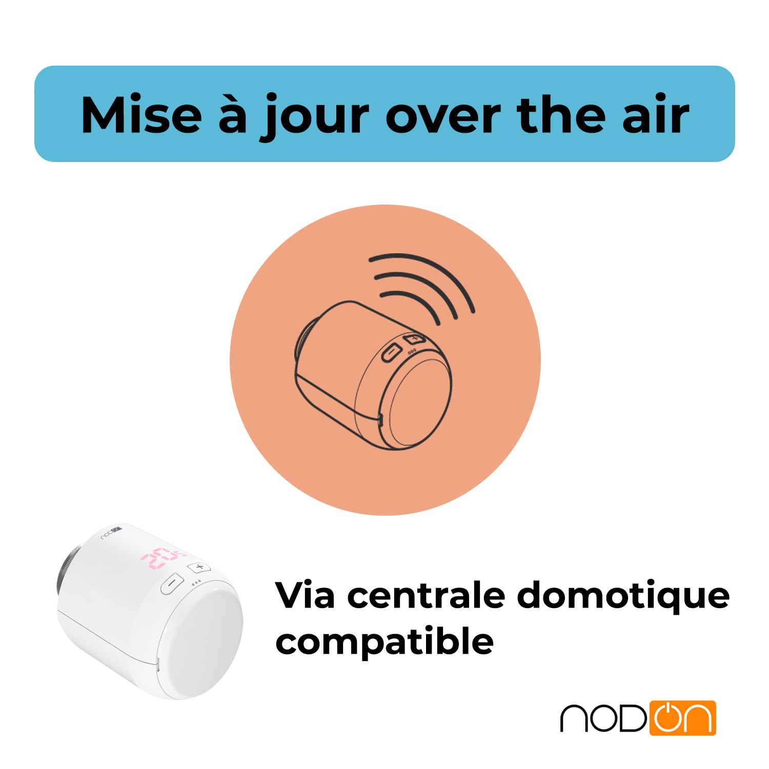 NodOn - Zigbee 3.0 - Tête de Vanne Thermostatique Radiateur | Gestion Chauffage Pièce par Pièce - Economies d’énergie et Installation Facile - Compatible Home Assistant, Homey, Jeedom etc