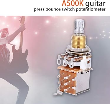 Guitar Push Pull Potentiometer, A500K Audio Volume Tone Control Switch for Electric Guitar Bass Replacement Parts for Musicians DIY Upgrades