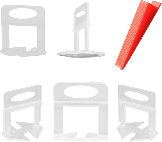 600 pcs Tile Leveling System 2mm,500 pcs Tile Spacer Clips,100 pcs Reusable Wedges, for Floor Tile Spacers Wall,Ceramic Tile and Stone Installation