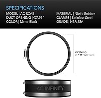Vista 5 de AC Infinity Abrazadera de reducción de ruido de 8 pulgadas, acoplador de conducto con abrazaderas de acero inoxidable, acoplamiento de goma flexible