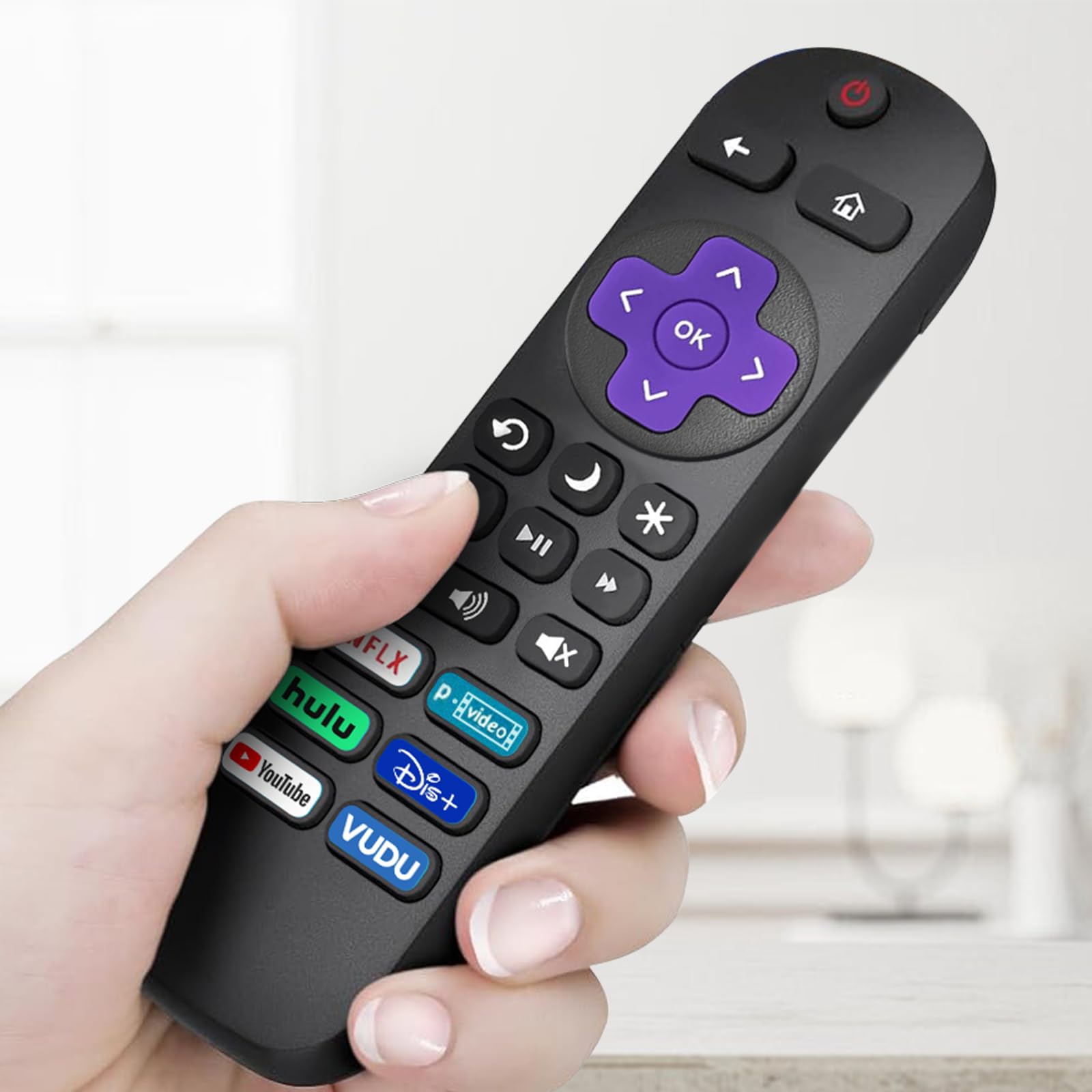 YesBes Zamienny pilot zdalnego sterowania tylko do Roku TV, kompatybilny ze wszystkimi TCL Roku/Hisense Roku/Sharp/Philips Roku/Onn Roku (nie do Roku Stick and Box)