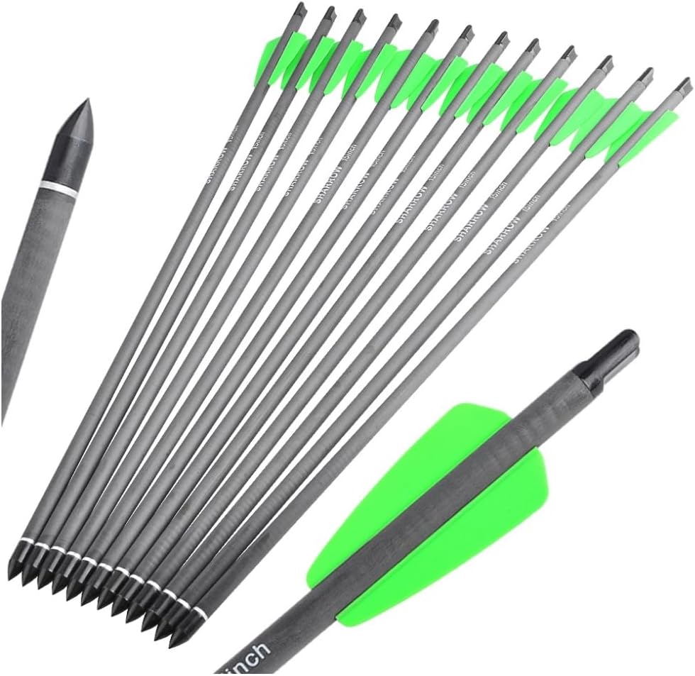 Archery 7.5"/15" Short Carbon Arrows - 6.2mm ID 100 Grain Replaceable Tips for Target Shooting Training & Archery Games
