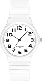 findtime Damenuhr Analog Quarz Uhr Kunststoff 5ATM wasserdichte Armbanduhr für Mädchen Jungen Große Zahlen Einfache Uhren Damen Senioren