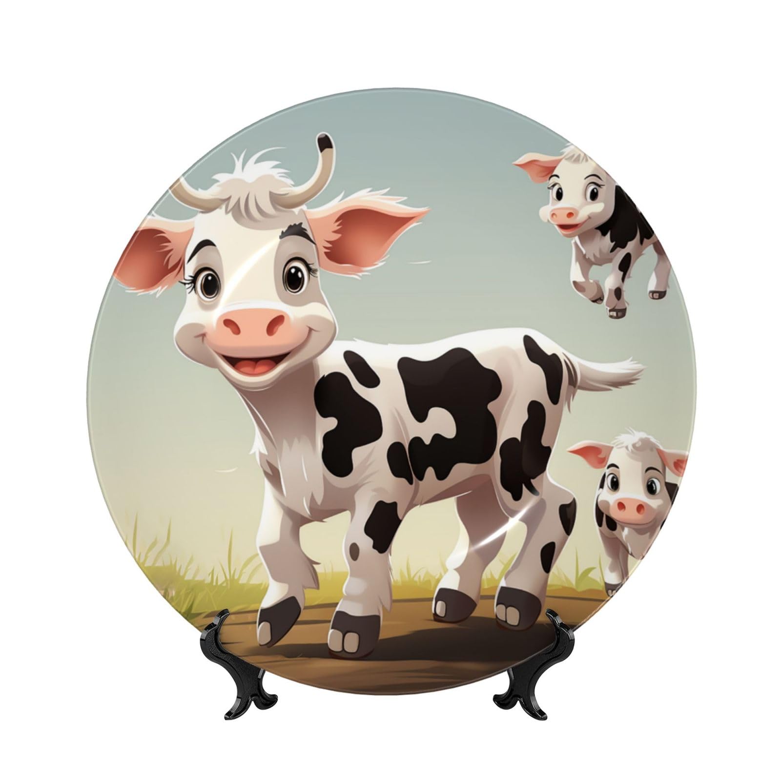 Assiette de vache en porcelaine fait main, un ornement en céramique unique pour sublimer le salon