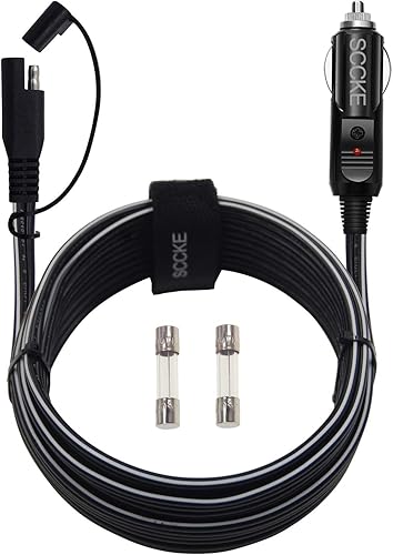 Enchufe del encendedor de cigarrillos de 12 pies 14 WG 12 V a SAE Adaptador de liberación rápida Cable de carga con fusible de 20 A y luz LED
