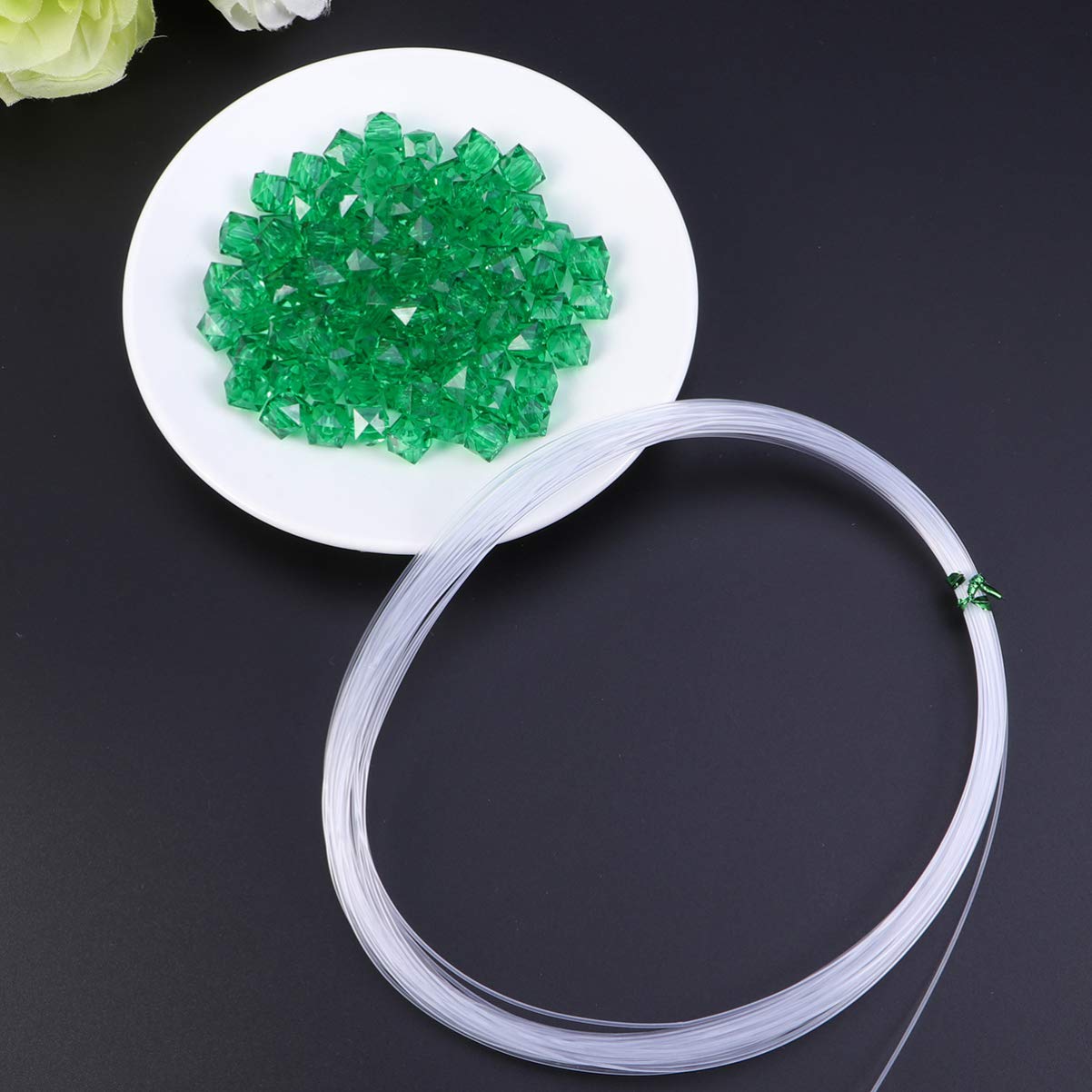 Milisten Milisthen 950pcs 10mm Transparent Acrylic Plated Charms Connector Loose Spacer Beads for Jewelry Making Bracelets Crafts (Green) - Image 3