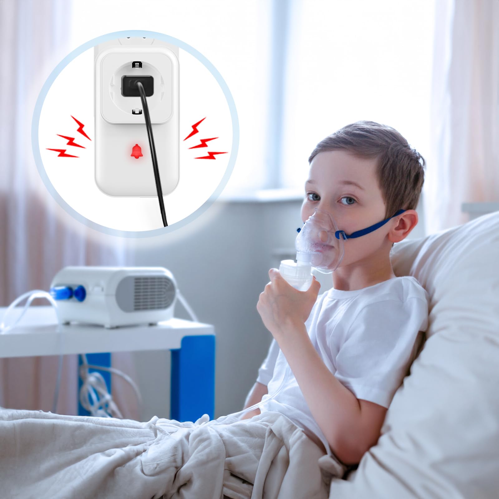 Alarme de Coupure de Courant avec Affichage LED, détecteur de Coupure de Courant avec 5 Niveaux réglables, 0 à 110 DB 7 sonneries, idéal pour la Surveillance des réfrigérateurs
