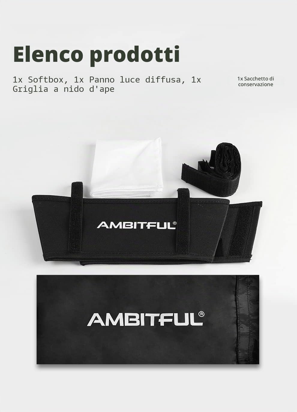 Ambitful Diffusore Softbox quadrato pieghevole da 35,6 x 29,6 cm con griglia e borsa per il trasporto | Portatile, installazione rapida, per pannello a LED, perfetto per la fotografia di ritratto YouTube