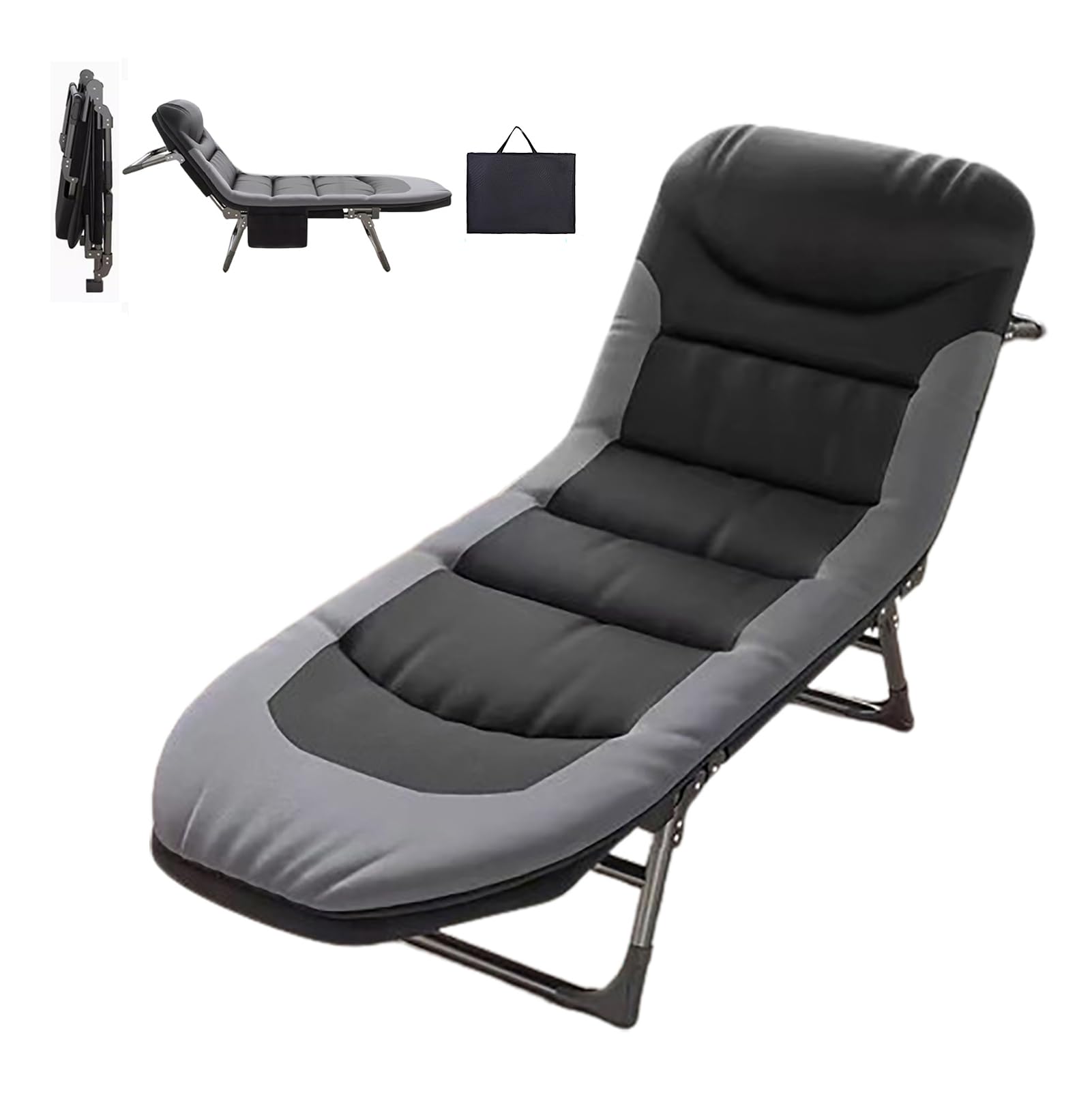 OVLRIJP Tumbona Jardin Exterior Plegable, Tumbonas Jardin Exterior con 5 Posiciones Soporta, Cama Plegable Camping, Tumbona Plegable para Balcón, Jardín, Interior, Exterior (Negro)