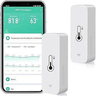 WiFi Hygrometer Thermometer Sensor: Smart Temperatur Luftfeuchtigkeit Monitor, mit Fernüberwachung und TUYA APP Benachrichtigungsalarm, kein Hub erforderlich, funktioniert mit Alexa (2-Pack)