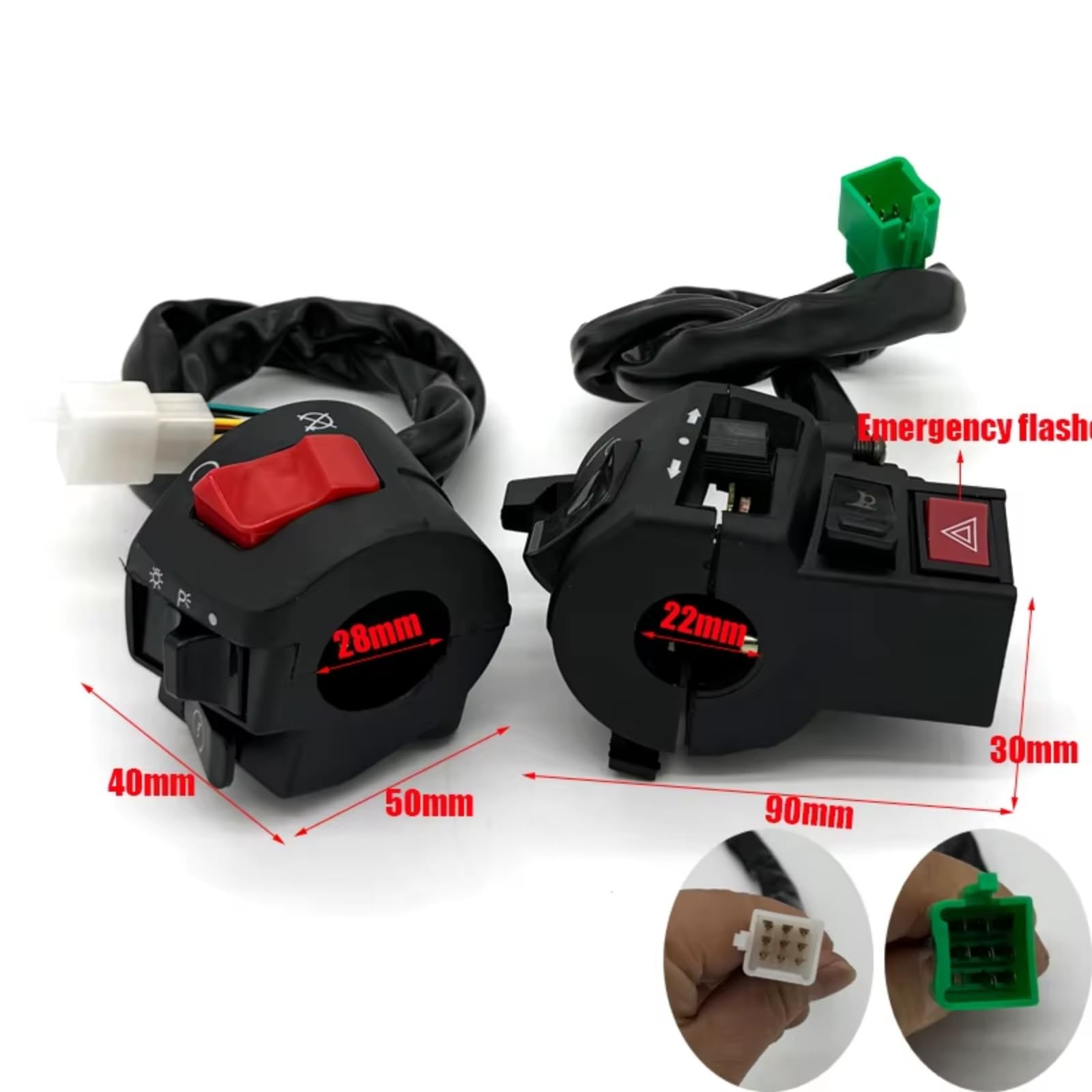 Interruttore Moto Da 22 Mm Controllo Manubrio Lampeggiatori Di Emergenza Universali Indicatore Direzione Del Clacson Pulsante Avvio Elettrico Comando Manubrio(Emergency flashers)