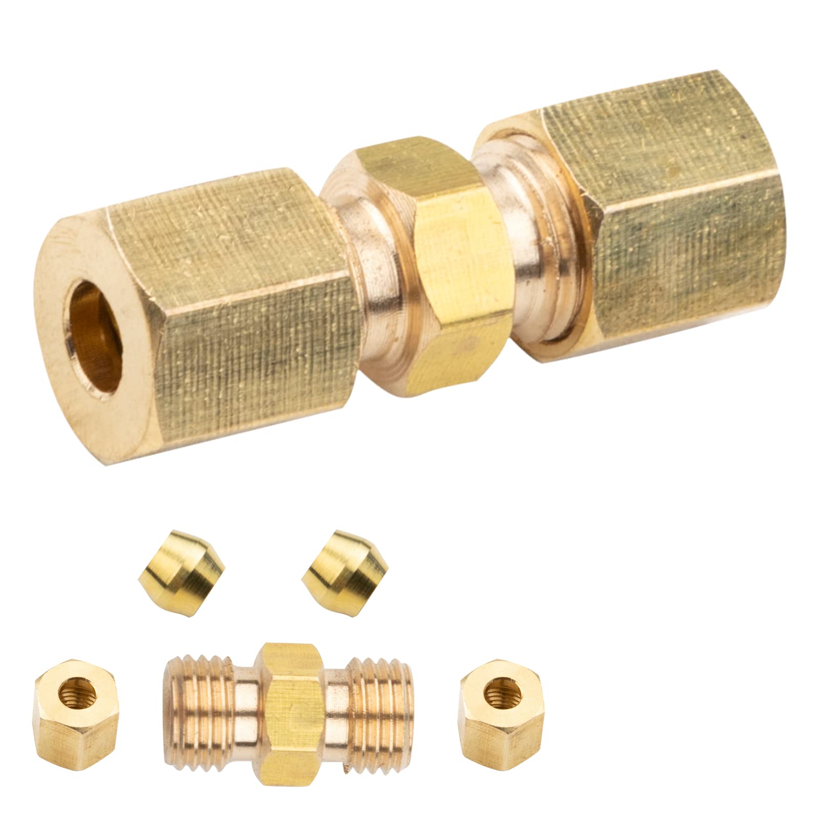 Lot de 10 connecteurs de câbles de frein - Raccord droit - Réducteur de compression - 4,75 mm - Cuivre - Acier - Universel