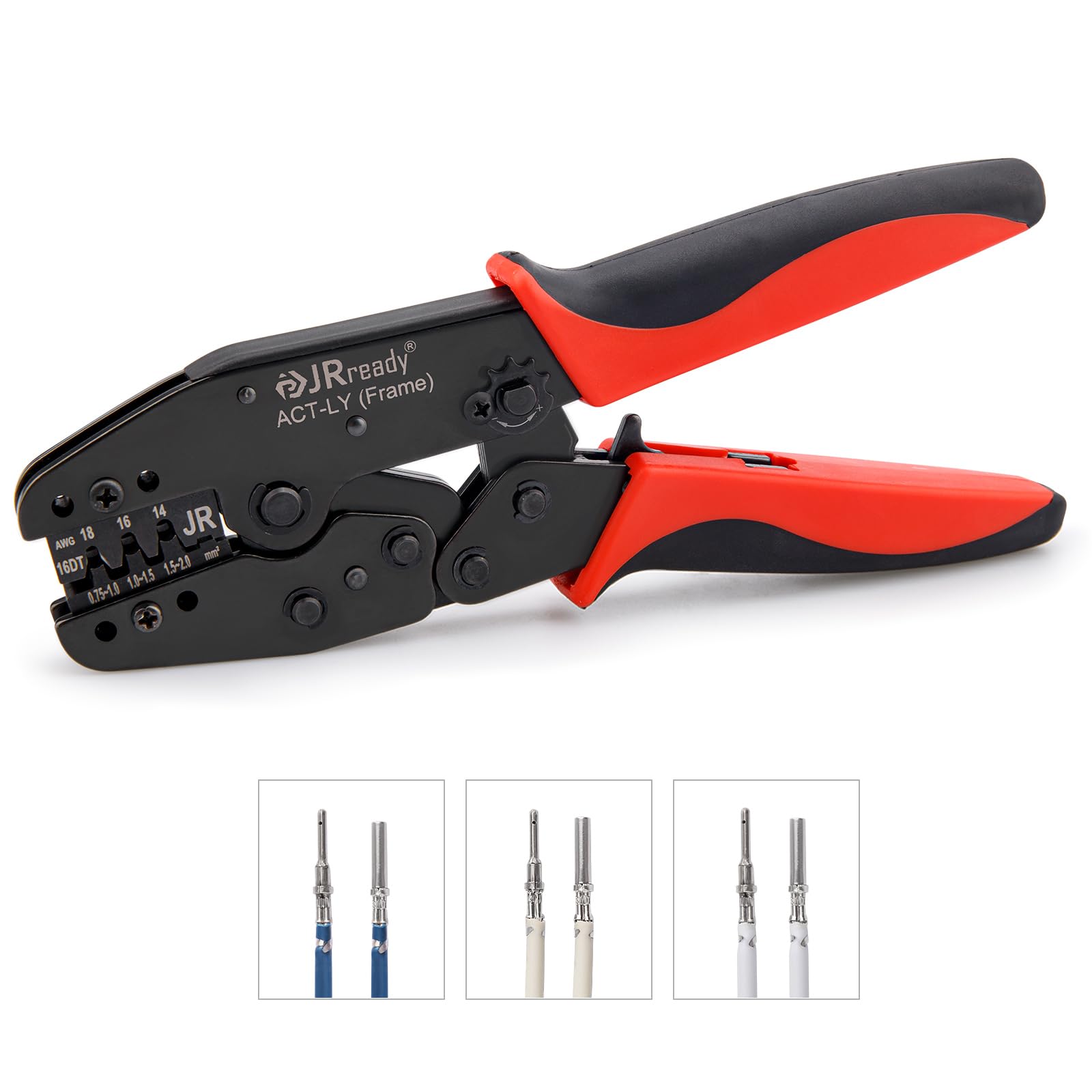 JRready ACT-LY-16DT Alicates de crimpado alemán para conector DT Kit de terminales troquelados alemanes Material de acero de alto endurecimiento Crimpadora Alicates de crimpado alemán Tamaño 16