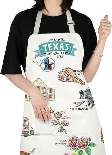 VAMSII Delantales de Texas State Souvenirs Regalos Delantal de cocina con 2 bolsillos BBQ Chef Delantal vintage para mujeres y hombres