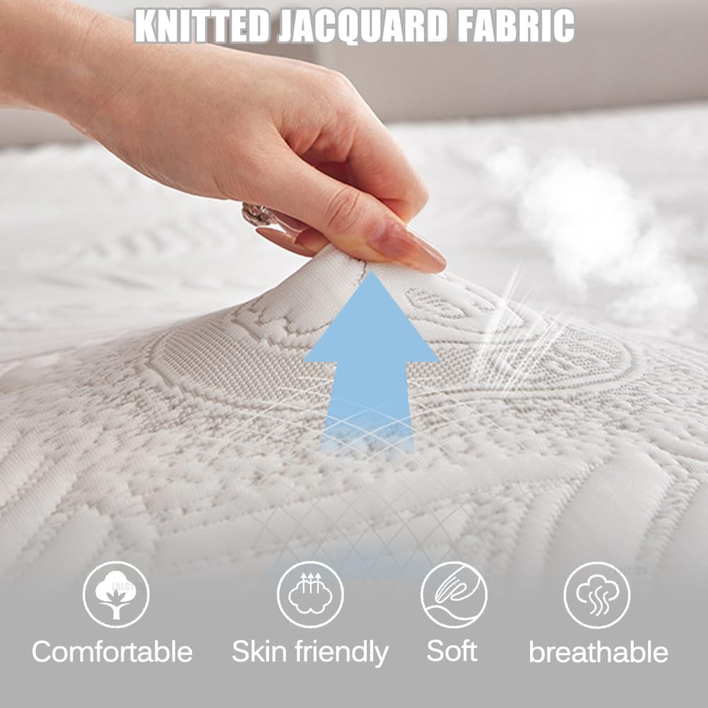 Whiteb/5cm,200x240cm, Memory Schaum Japanische Bodenmattratze Topper Dicke 5Cm / 8Cm / 10Cm Futon Matratze Pad Mit Abdeckung Jacquard-Stoff Stricken Schlafmatte Tatami-Pad