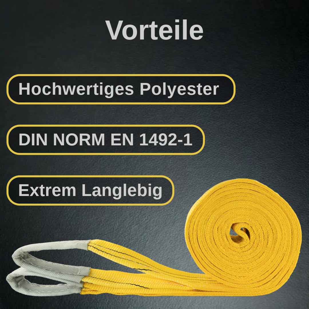 Hebeschlinge 6 Meter bis 3000 kg, DIN EN 1492-1 Zertifiziert, Hebeband 6m / 3t, Hebegurt | Krangurt | Kranschlinge | Tragegurt
