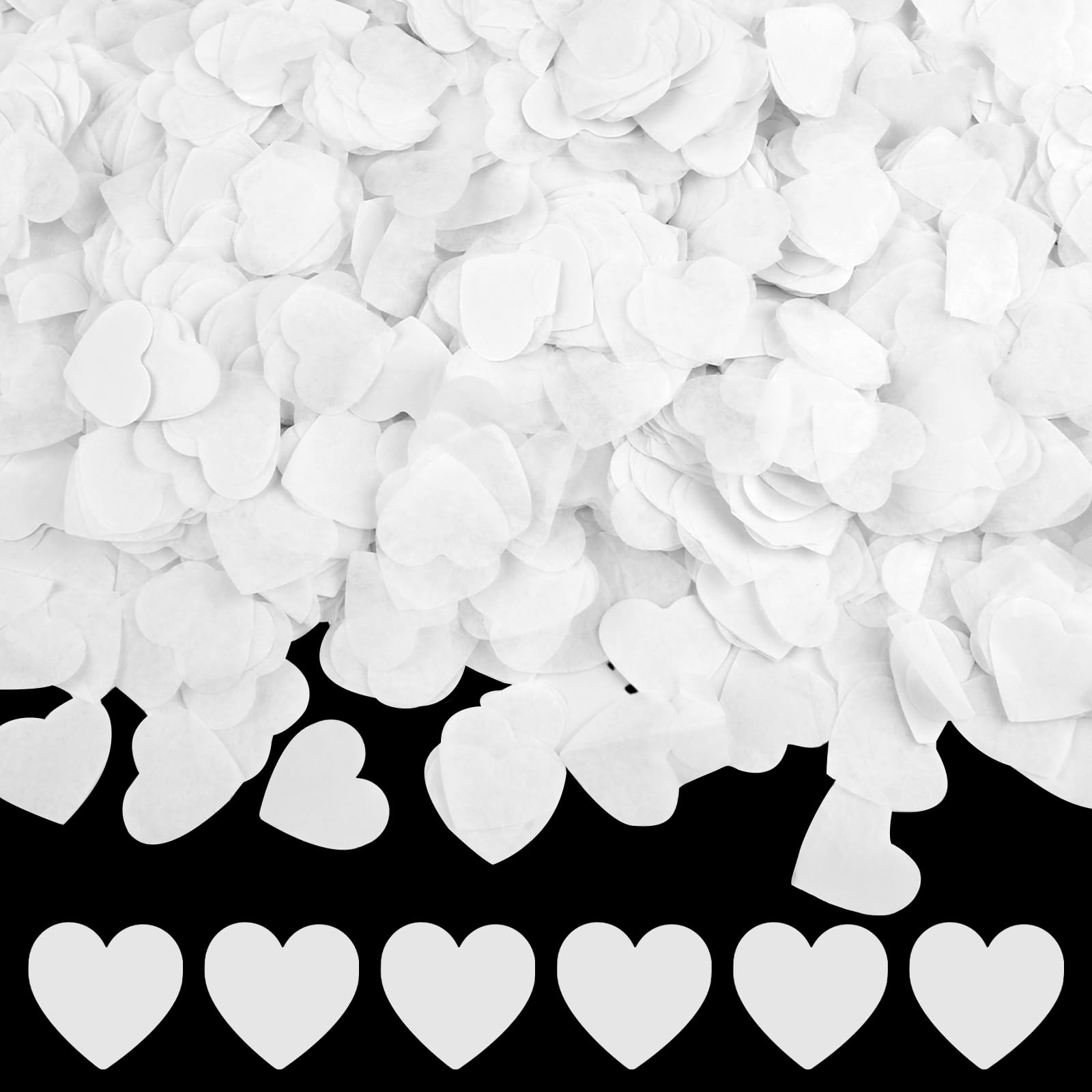 8000 Pcs Heart Confetti,2.5cm Wedding Confetti,Romance White Paper for Weddings Engagement Birthday Anniversary Valentines Party Table Decoration(80g)