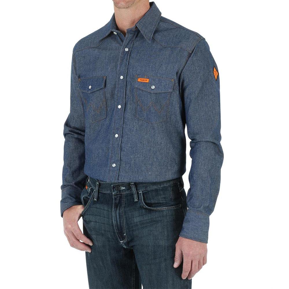 Men's Fr Flame Resistant Western Long Sleeve Two Pocket Snap Shirt