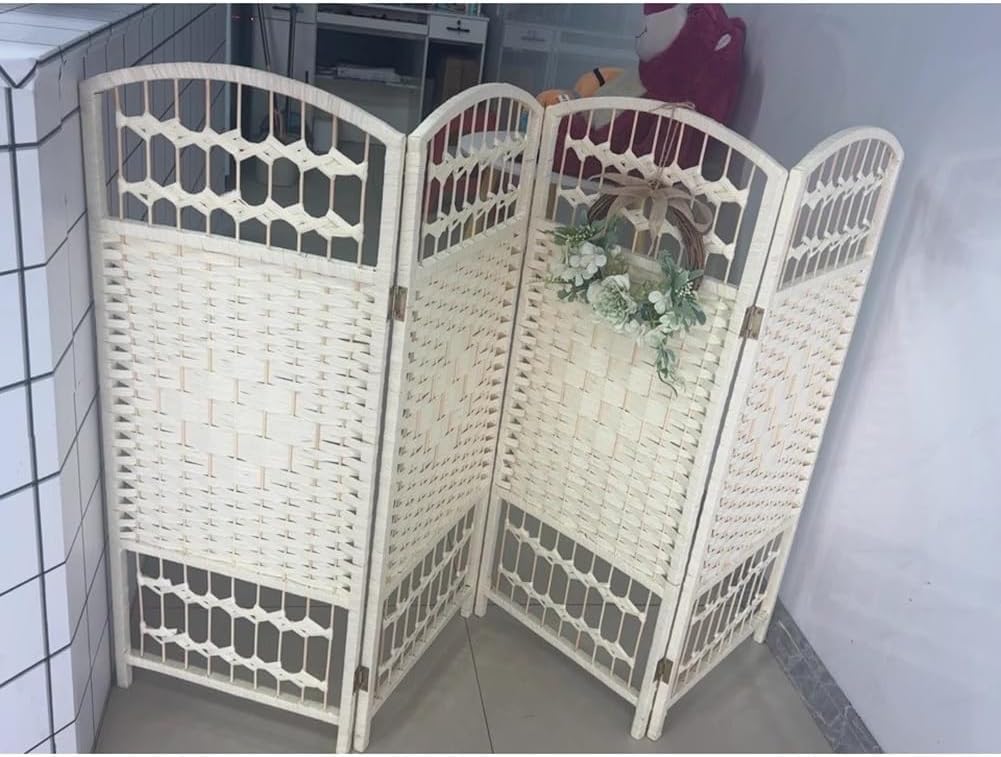 Cloison de séparation pliable à 4 panneaux - Paravent d'intimité - Séparateur décoratif léger pour le salon, facile à déplacer, idéal pour chambre à coucher ou chambre d'enfant