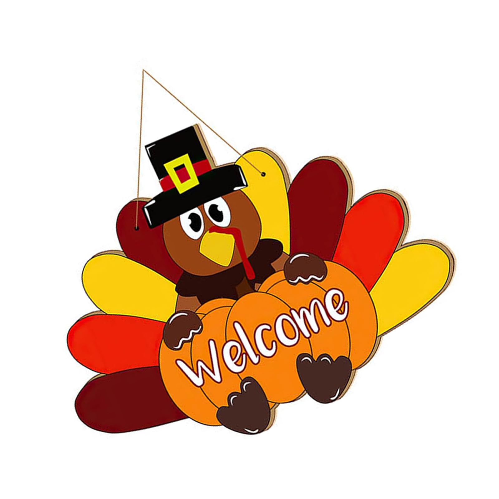Kalttoy Wood Thanksgiving Wreath for Front Door Thanksgiving Turkey Sign Hanging Decoration for Outdoor and Indoor Welcome Door Hanger