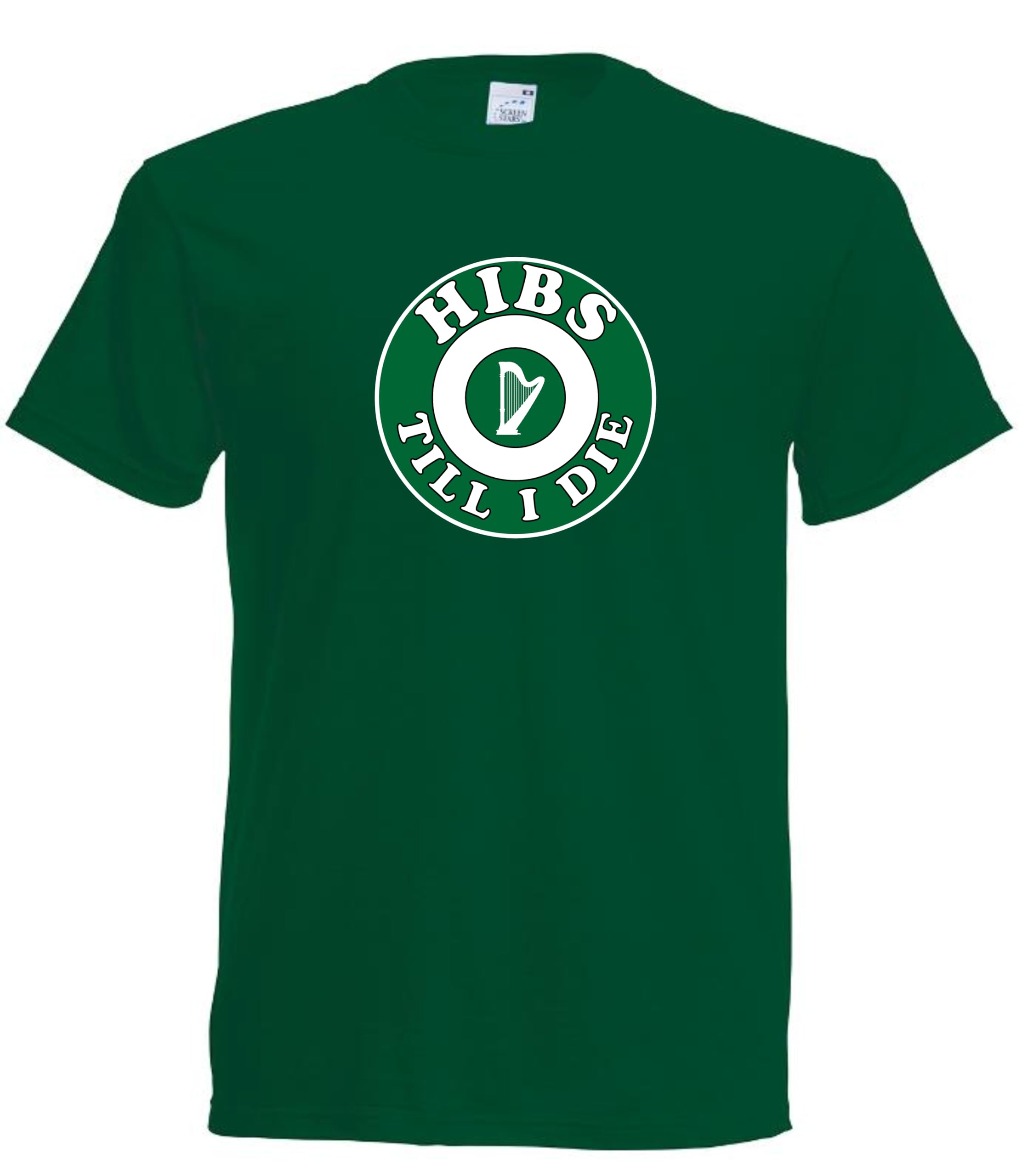 Invicta Screen Printers Hibs Till I Die Hibernian T-Shirt Unisex Adult Scottish Football Fan Cotton Top (UK, Alpha, XXL, Regular, Regular, BottleGreen)
