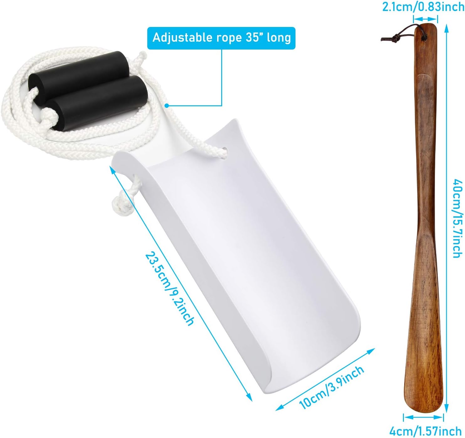 AHIER Sock Aid, Flexible Sock Aid Kit with Shoe Horn, Socks Helper Sock Puller Aid Easy On and Off, Sock Aid Assist with Foam & Shoe Horn Long Handle : Health & Household