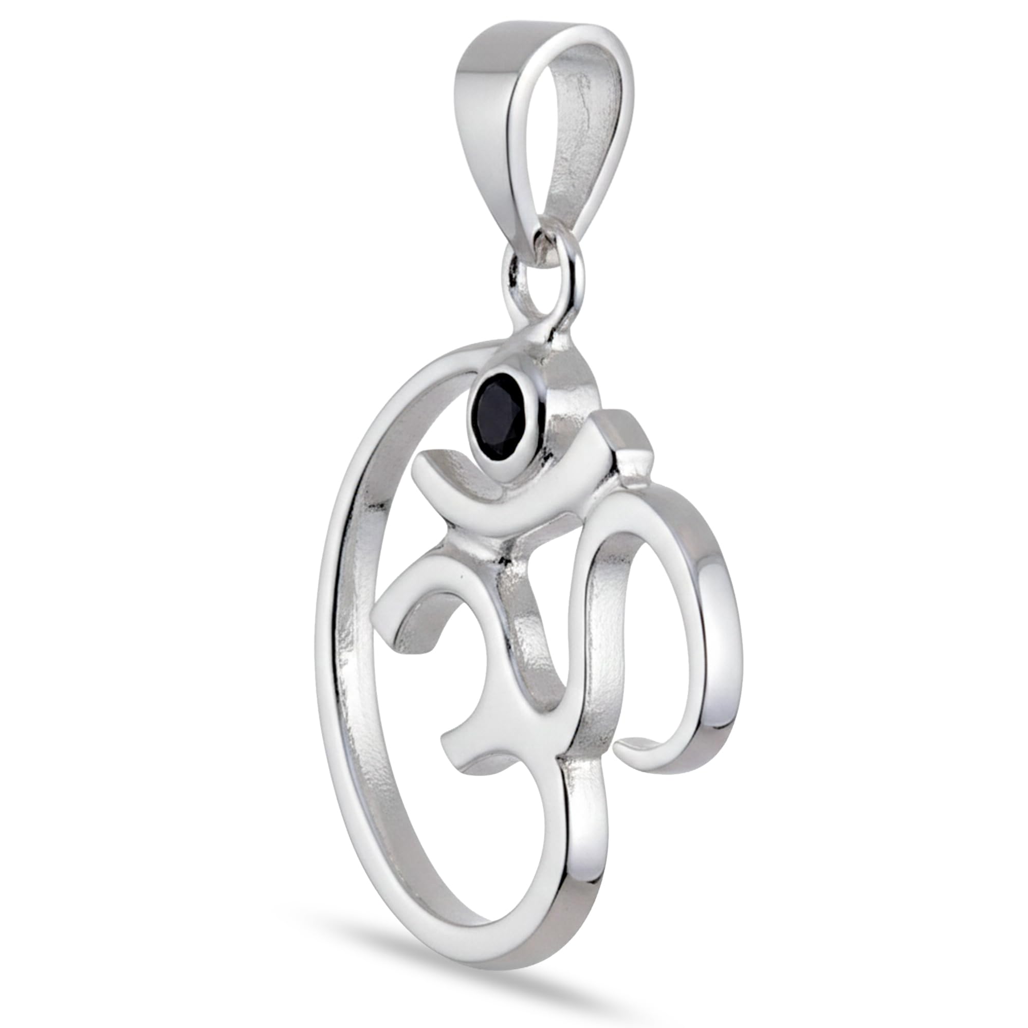 Vinani Anhänger OM Symbol Zirkonia schwarz Sterling Silber 925 AOM-EZ | OM-Symbol mit schwarzem Zirkonia für Ketten bis 3,5 mm, nickelfrei, antiallergisch und anlaufgeschützt.