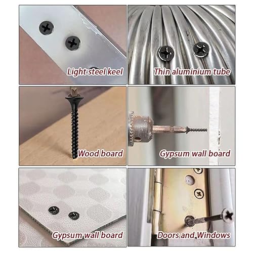 Miniatura 7 de Kit surtido de 530 tornillos de madera negros M4, tornillos autorroscantes de acero al carbono de alta dureza, kit de tornillos de cabeza plana