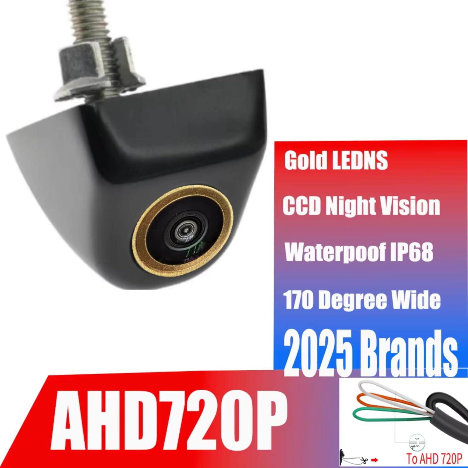 Samochodowa kamera cofania AHD CVBS 1080P Full HD samochodowa kamera cofania 170 szerokokątny noktowizor z obiektywem rybie oko IP68 wodoodporna 12 V cofania AHD1080P AHD720P