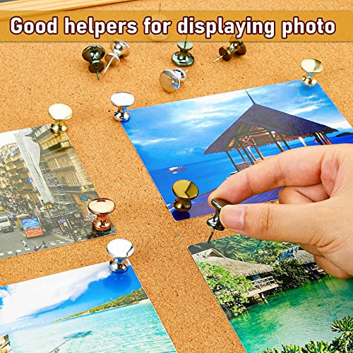 60 Pieces Giant Push Pins Big Thumb Tacks Large Tacks Jumbo Pins Steel Point 1 Inch Plastic Heads Pins Marking Pins For Cork Board (Gold, Silver, Copper, Pink, Gray) #TOP3