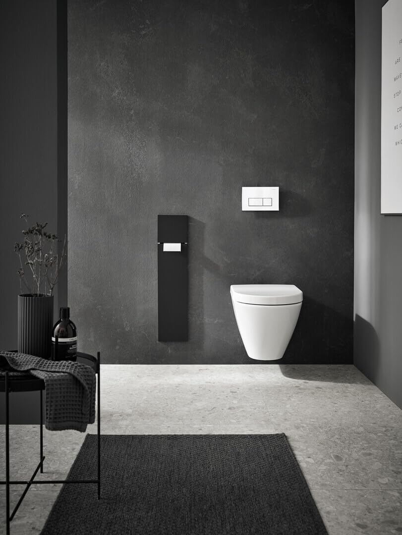 Emco Asis Pure - Módulo de Armario Empotrado para Cepillo de baño, Mueble con Soporte para Papel higiénico y Compartimento, Armario Alto con función de Empuje para Abrir, Tope a la Derecha, Color