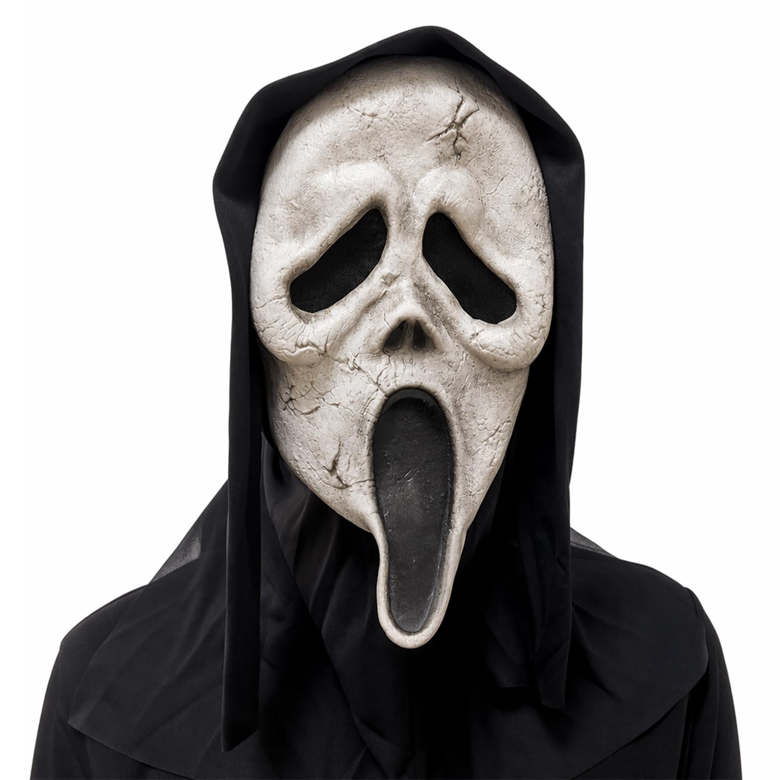 Chenzvora Halloween Scream Mask Horror Ghost Face Mask with Scar Design, Scary Latex Costume Accessory for Adults Men Women, Reusable Ghost Mask for Cosplay Party Carnival Role Play Decoration