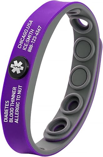 MissNaNa Pulsera de identificación de alerta médica personalizada para hombres y mujeres, grabado gratuito, pulseras médicas de emergencia de