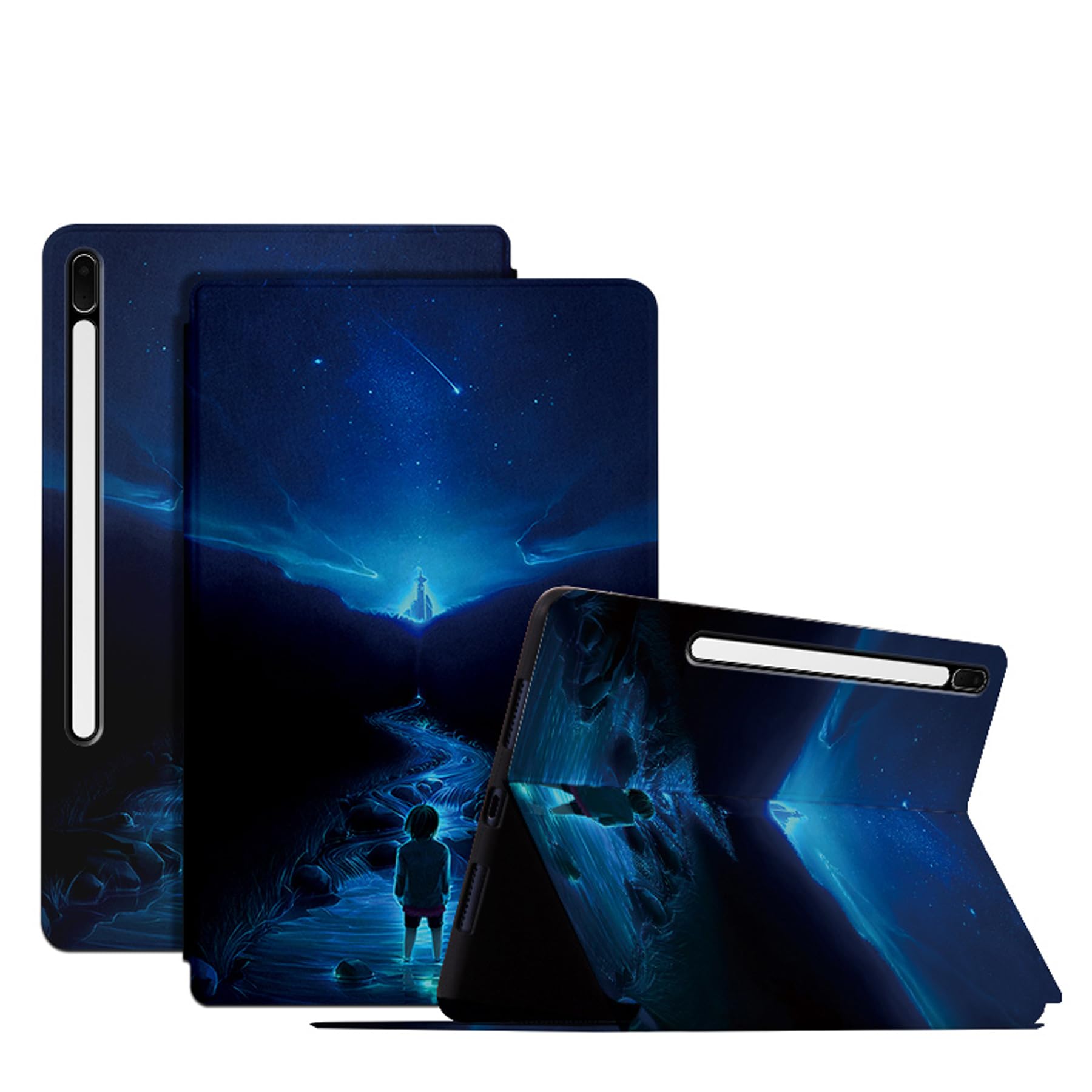 DayQiQiPu Case for Samsung Galaxy Tab S10 Ultra 14.6 Inch SM-X920/X926B PU Leather Star River Series Pattern Ultra-Thin Tablet Flip Case with Auto Wake/Sleep Protective Cover,05