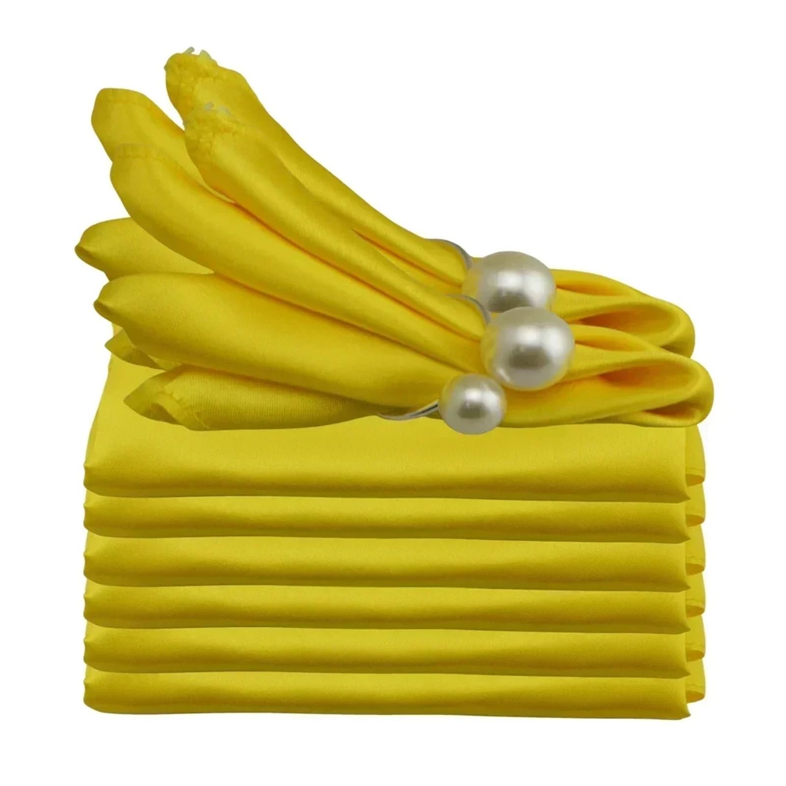 Satin Dinner Napkins 24pcs Shiny Satin Wedding Table Napkins 19"x19" Birthday Party Cloth Napkin Restaurant Coffee/Tea Towels(Yellow)