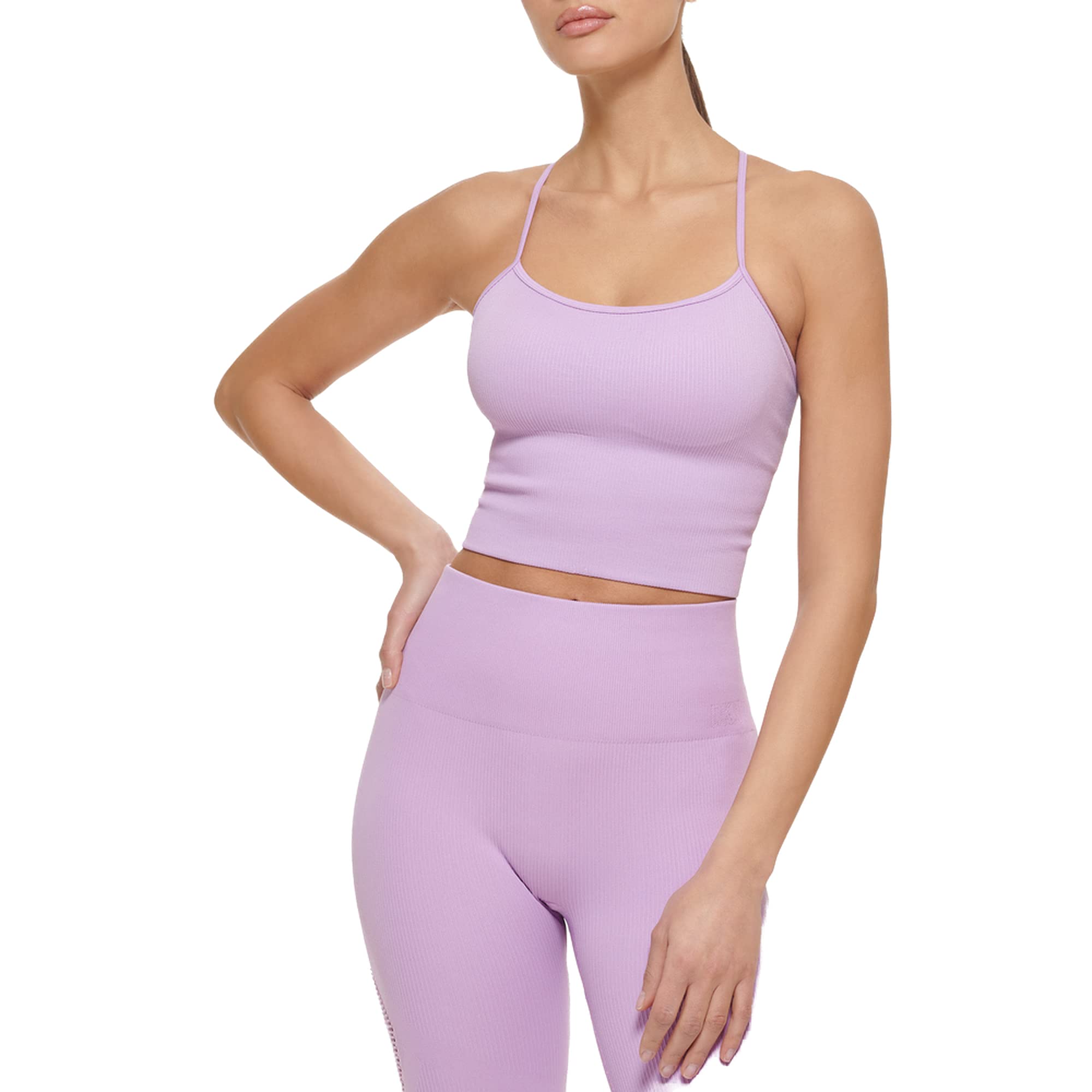 DKNY Top Sportivo da Donna, Senza Cuciture, con Coppe Rimovibili T-Shirt Donna