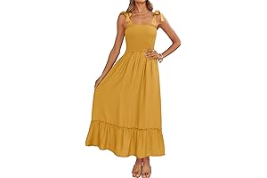 ZESICA Women's Mustard Yellow Dress: Flowy Summer Style