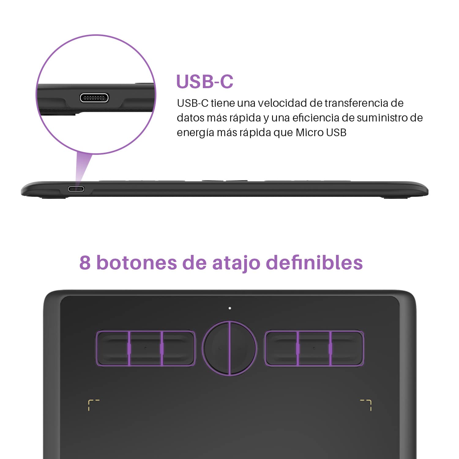 HUION Inspiroy H610X - Tablet gráfica (10 x 6,25 Pulgadas, lápiz Capacitivo 8192 Niveles y 8 Botones expresos, Compatible con Windows, Mac y Android, Ideal para estudiar a Distancia