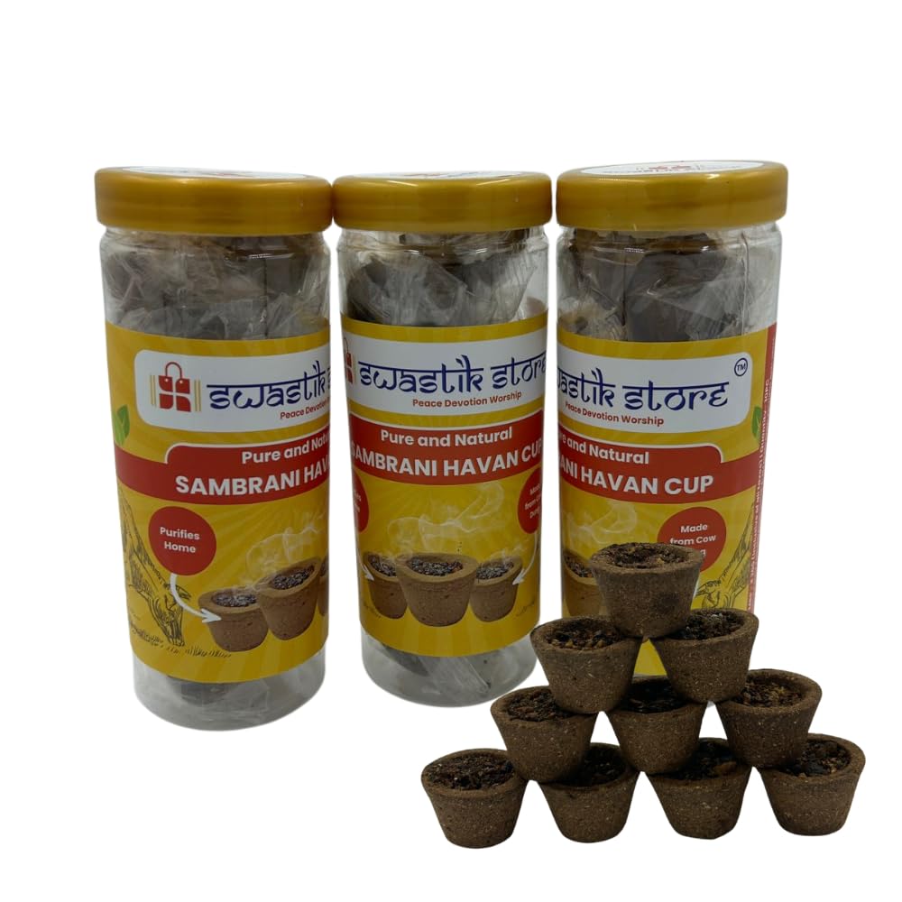Swastik Store Cow Dung Sambrani Loban Dhoop Cup for Pooja (30 pcs) | Havan Cups for Pooja, Home & Festivals | Natural Guggal Dhoop Original | Dhoop Cones | Pack of 3-image-45