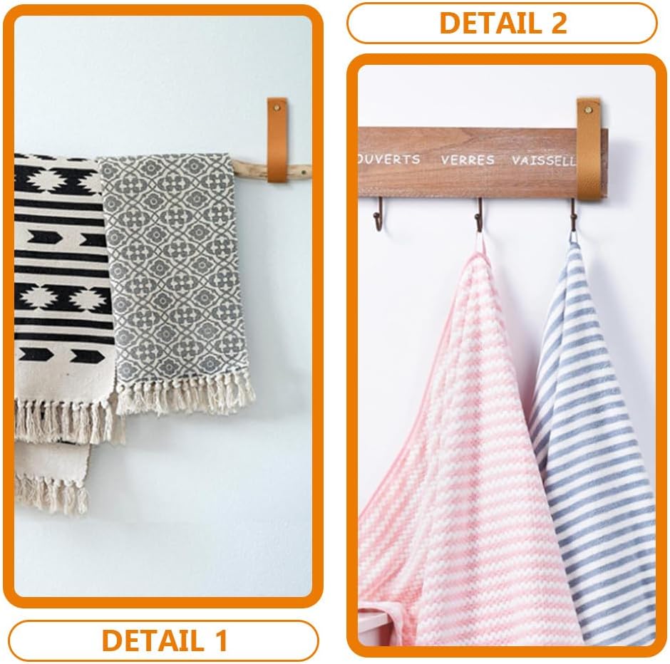 OSALADI 4 Pcs Boho Decorations Clothes Hangers Black Hooks for Hanging Wall Mount Black Curtain Rod Curtain Rods Wall Leather Towel Hooks Leather Dropshipping Hanging