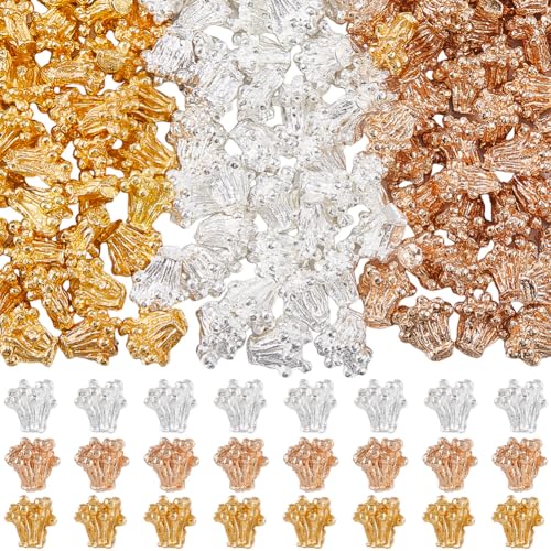 SUNNYCLUE 1 Box 150Pcs 3 Colors Metal Flower Bead Caps Flower Stamen Beads Bulk Alloy Floral Stamens Connection Base Cabochons Charms for Jewellery Making Earring Bracelet Necklace DIY Crafts Supplies