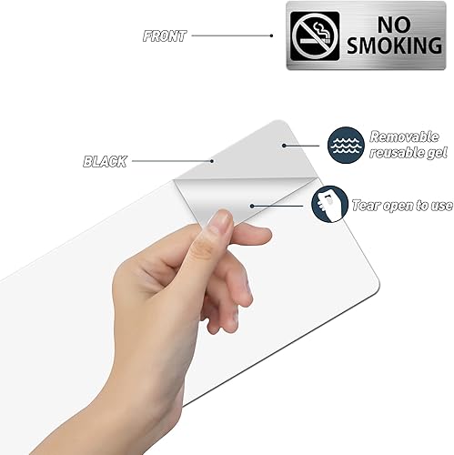 Miniatura 5 de Letrero de advertencia de aluminio de 7 x 3 pulgadas, autoadhesivo, resistente al agua, de metal, para negocios, oficina, entrada, paquete de 4