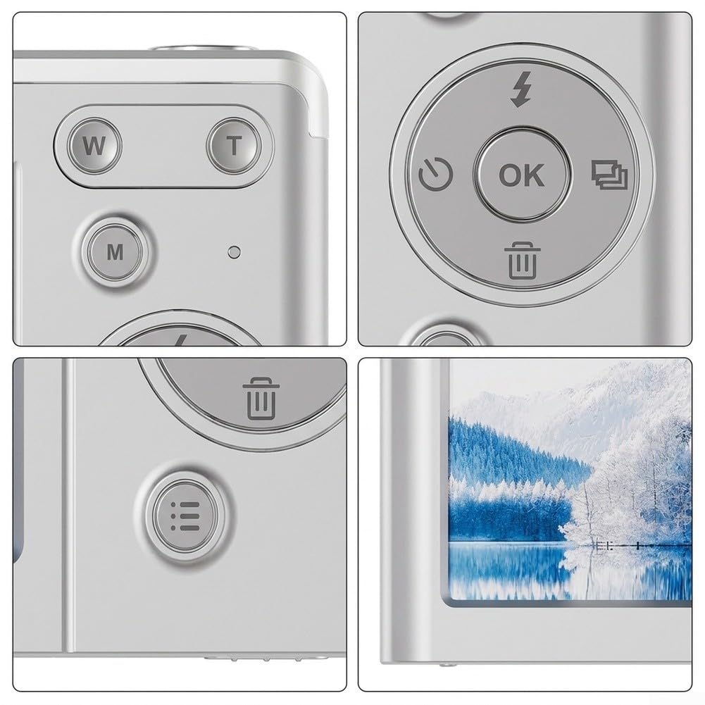 Fotocamera digitale 4K 50MP con schermo da 2,8", zoom 16x, luce di riempimento anti-vibrazione, compatta portatile HD per videocamere per fotografia, vlogging, viaggi, per scheda di memoria
